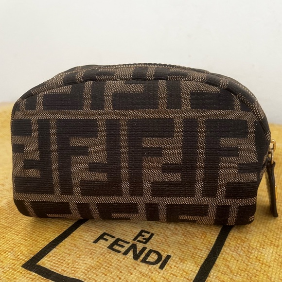 FENDI FF Zucca Monogram Cosmetic/Vanity Pouch Italy EUC Circa1980’s-1990’s - Picture 1 of 15